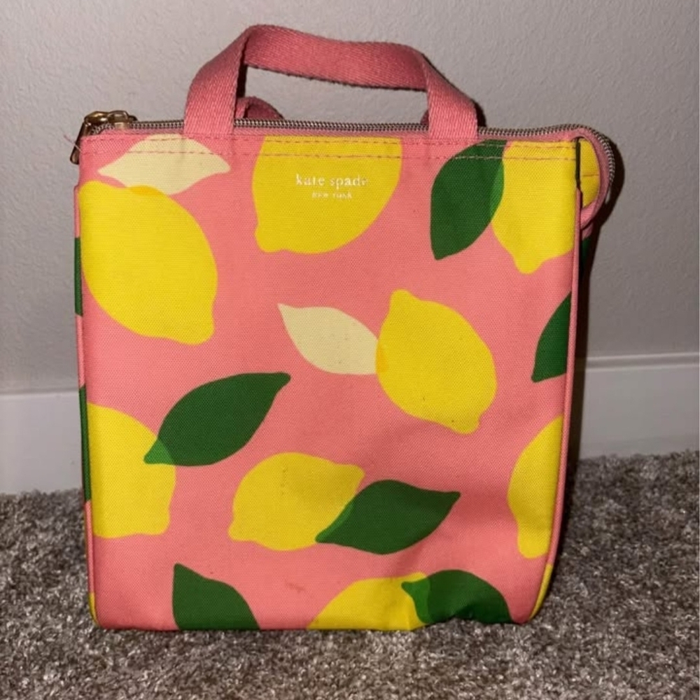 Kate Spade Insulated Lunch bag Pink Lemons Limes - Picture 2 of 8